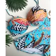 Kép 2/2 - Deidad türkiz-korall mintás bandeau bikini