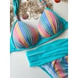 Kép 2/2 - Pyramid Corse bikini - türkiz csíkos