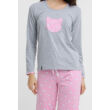Kép 2/3 - Swap pizsama - Cica szürke-rózsaszín