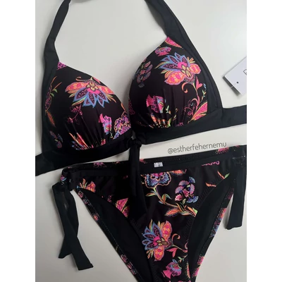 Paloma 25 bikini 426 - fekete pink virágos