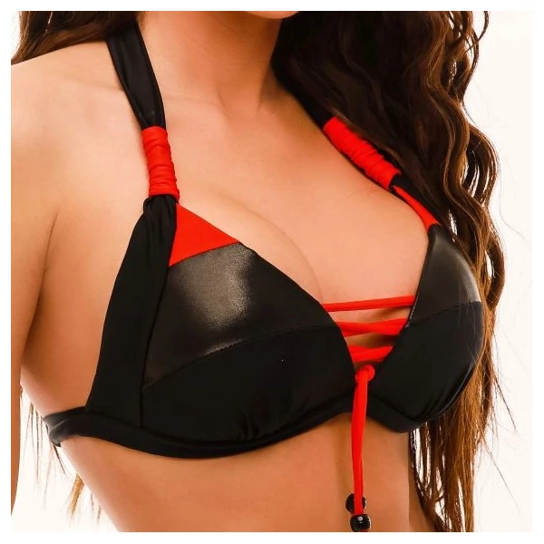 Pyramid Capri bikini - metál fekete - piros trikolor