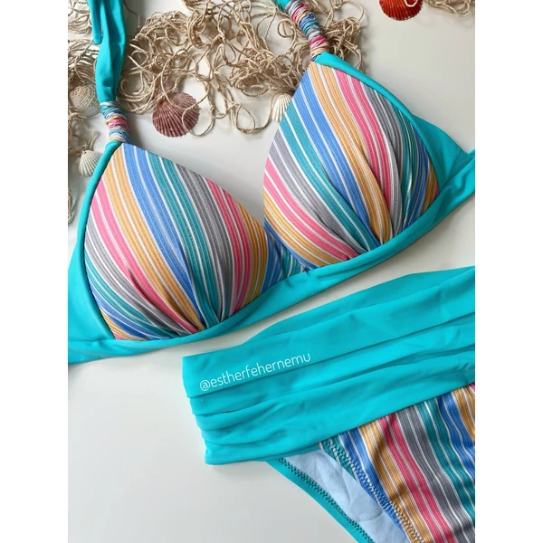 Pyramid Corse bikini - türkiz csíkos