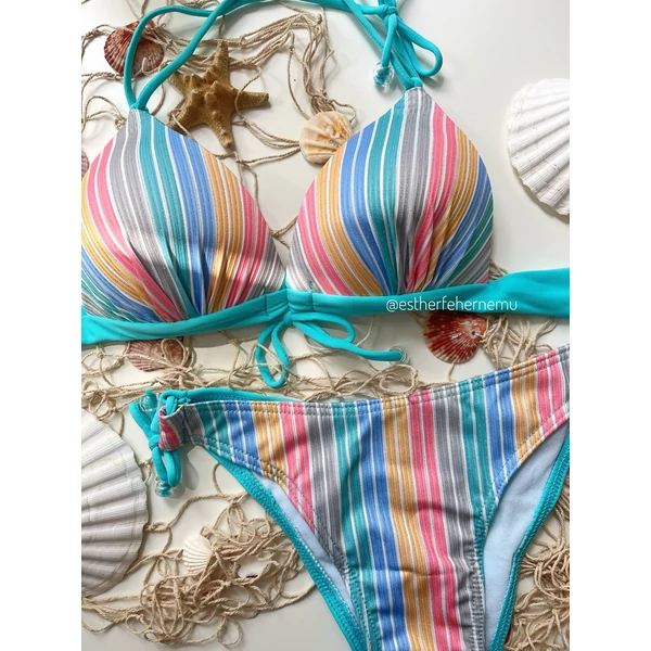 Pyramid Seychelles bikini - türkiz csíkos