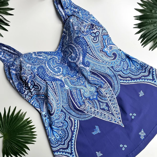 Yaffa Maja tankini - kék-fehér mintás