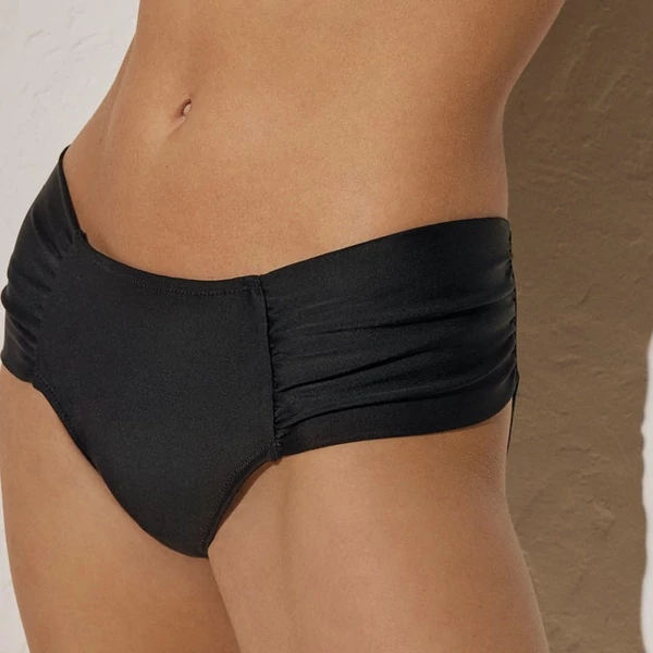 Ysabel Mora ráncolt oldalú bikinialsó - fekete