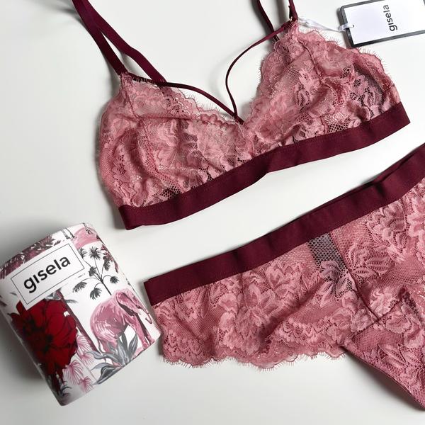 Gisela háromszög csipke bralette szett díszdobozban