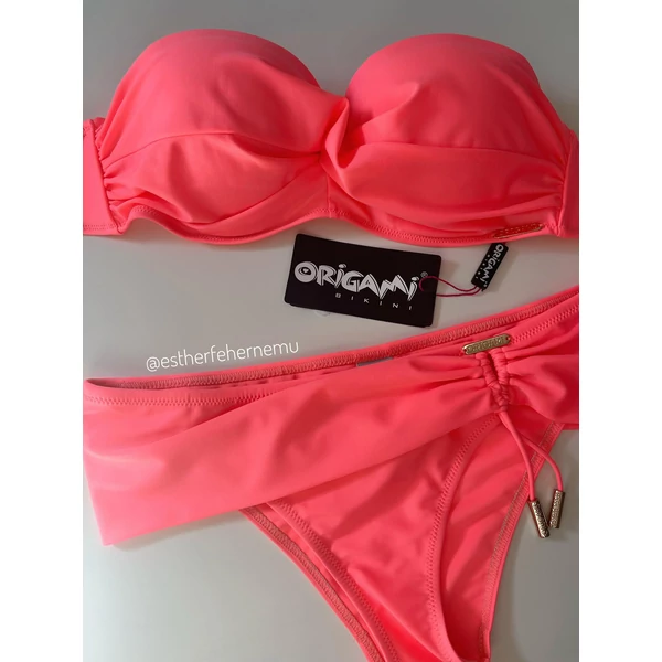 Origami Bikini 25 Basic Neon Coral Bandeau