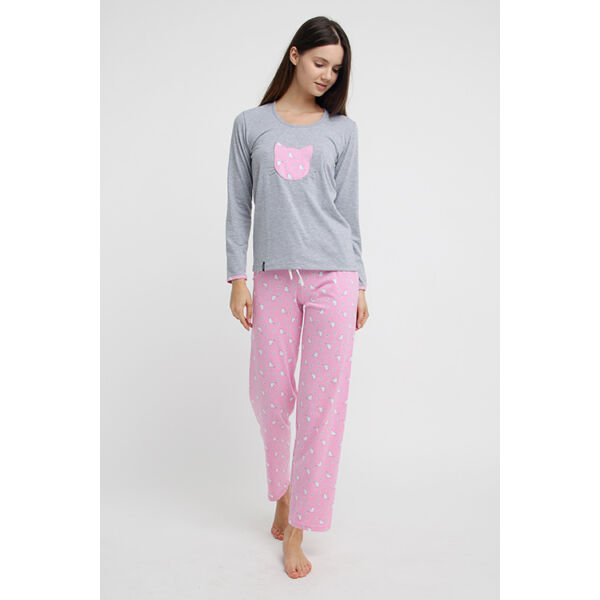 Swap pizsama - Cica szürke-rózsaszín
